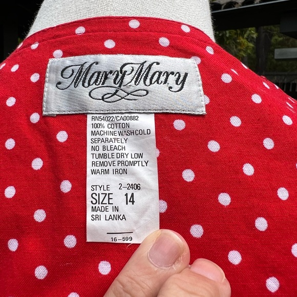 Red & White Polka♥️ Dot Vtg. Cotton Dress by Mary Mary - Picture 5 of 6